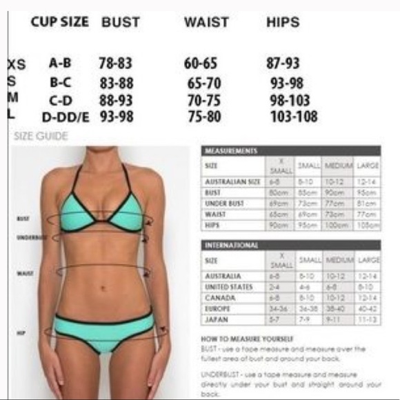 Triangl Bikini Size Chart Old Triangl Sizing Chart Old Triangl Swimwear 2025 - Main Image